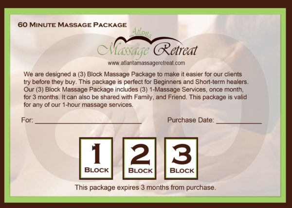 Purchase 1 hour Massage package at Atlanta Massage Retreat